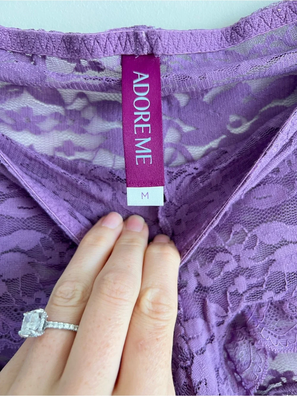 NWT Adore Me purple lace Roanne sheer tank and boyshort pajama set medium